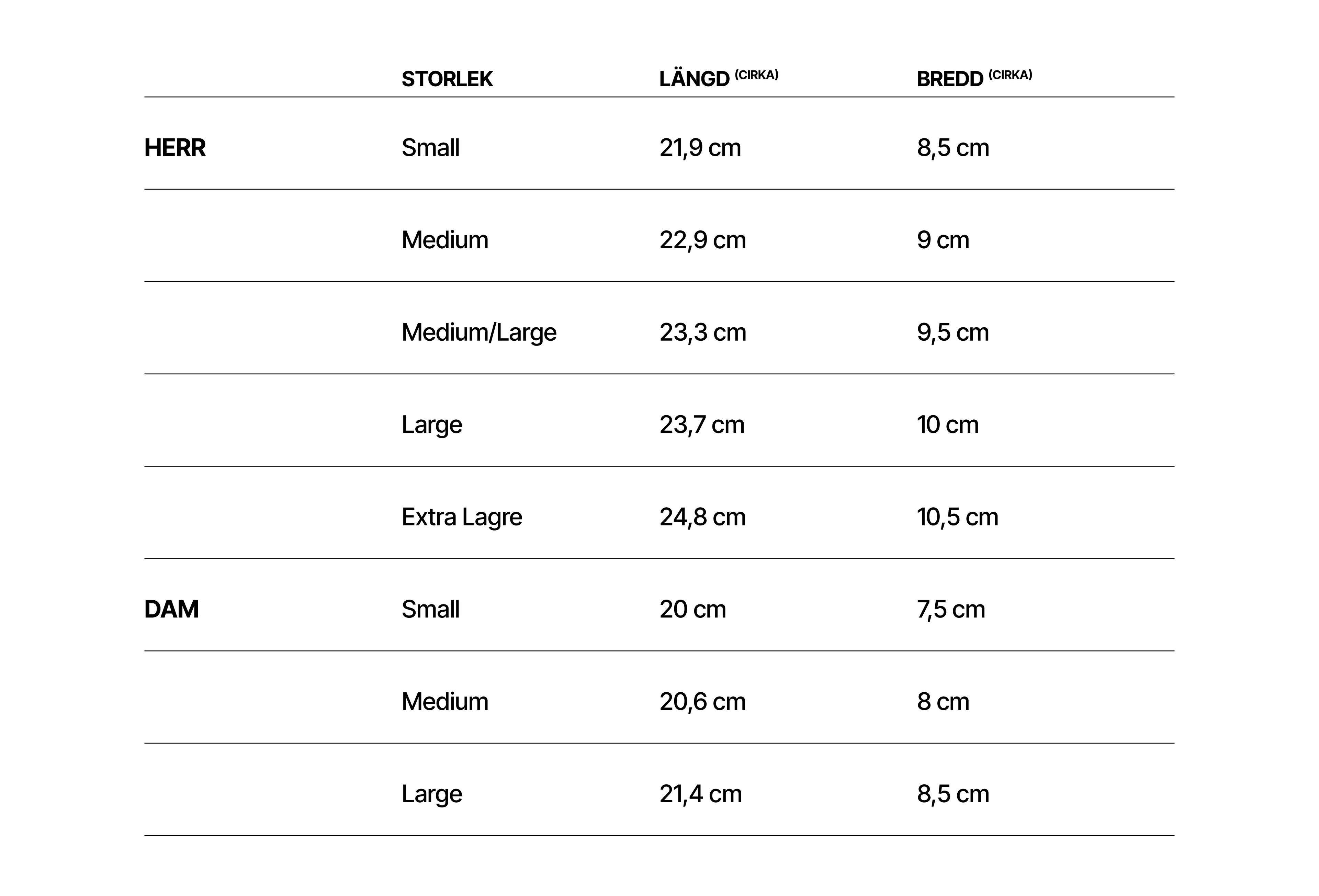 Storleksguide momentum golfhandskar